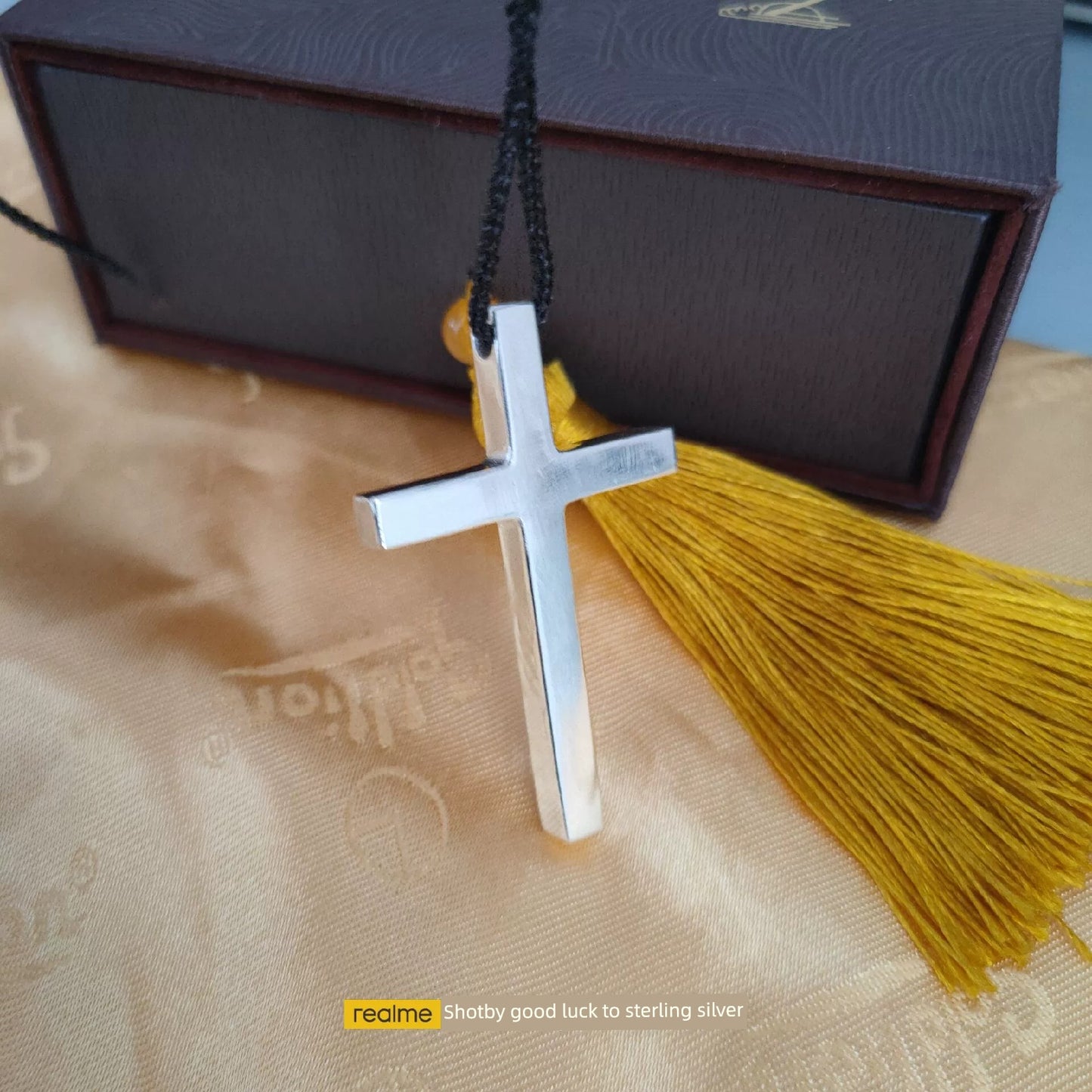 XUEFENG Adult Men Fine Imitation Sterling Silver Metal Silver-Plated Polished Cross Pendant Chain Necklaces