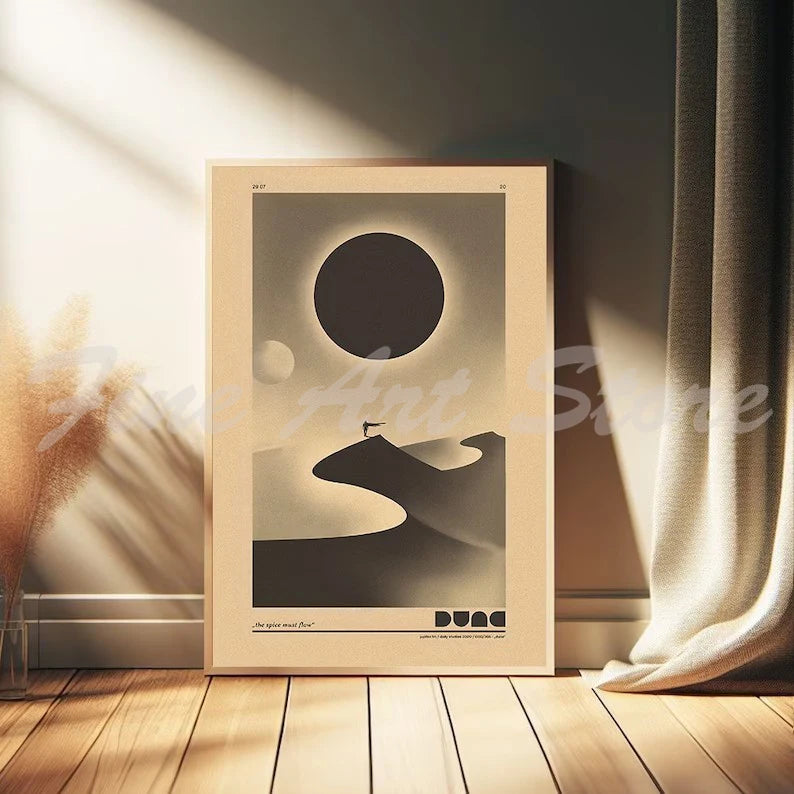 No-EN-Name-Null Modern Unframed Canvas Watercolor Retro Movie Scene Dune Desert Travel Rectangle Wall Prints/ Colors-Orange/ White/ Beige/ Blue/ Brown