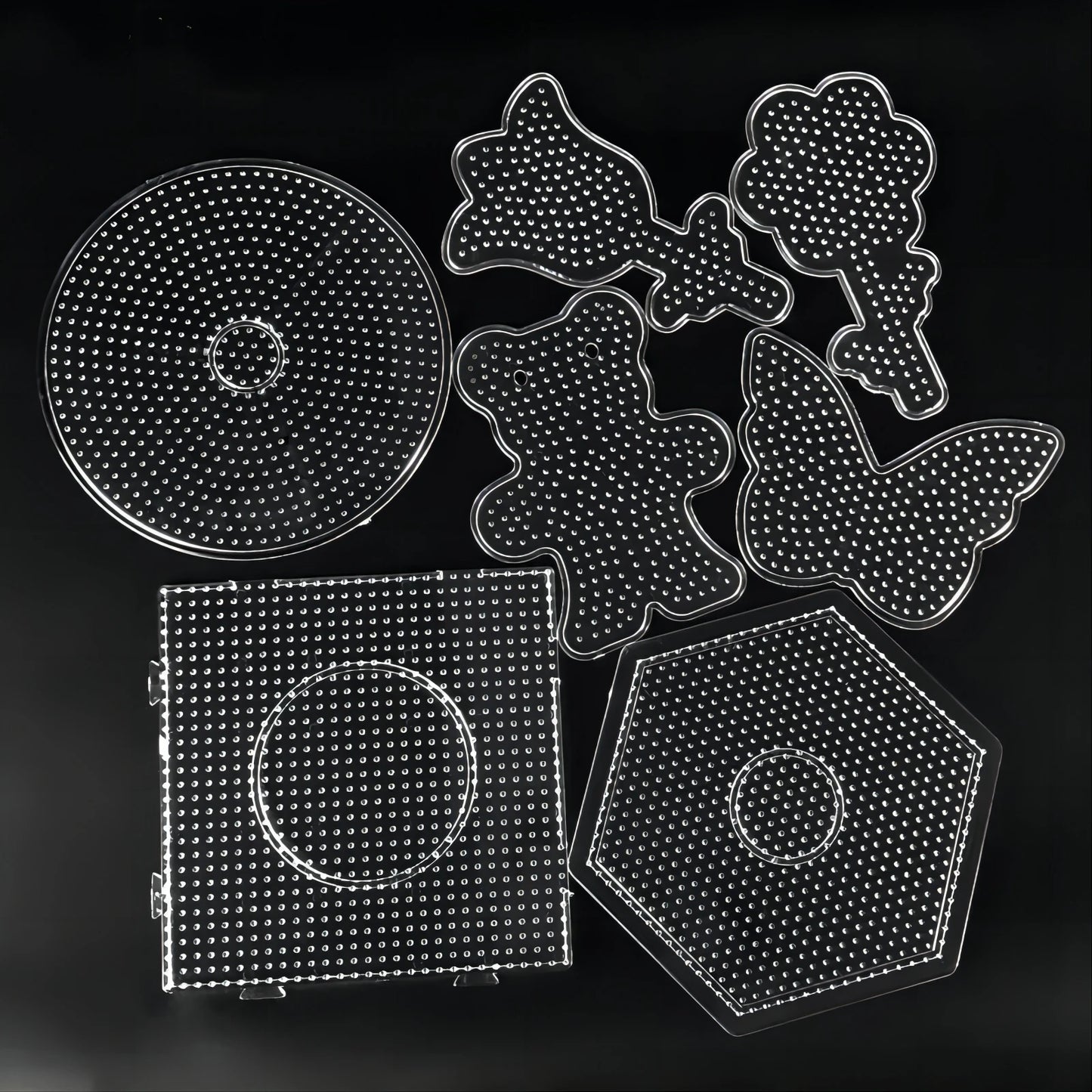 NULL Kids DIY Many Shapes Clear White Pegboard Template For Hama Beads-Jewelry Making Kits /Ages 6-12 Years Old /Colors-Clear/Geometric/White