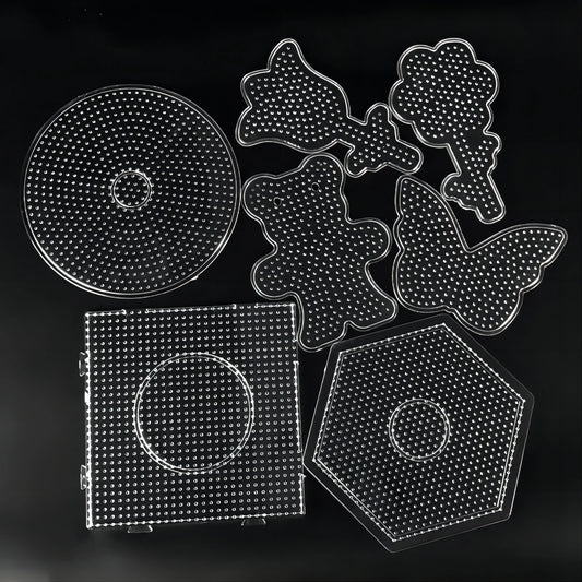 No-EN-Name-Null Kids DIY Many Shapes Clear White Pegboard Template For Hama Beads-Jewelry Making Kits /Ages 6-12 Years Old /Colors-Clear/Geometric/White