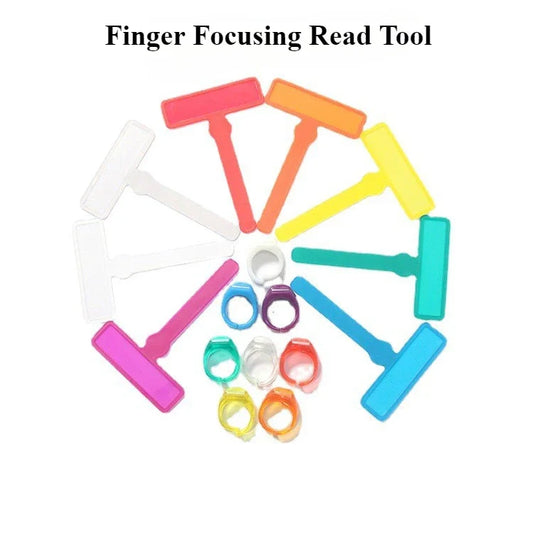 1Pc Fluorescent Bookmark Transparent Guide Reading Ring for Dyslexic Kids w/ ADHD Book Word Finger Focusing Read Tools