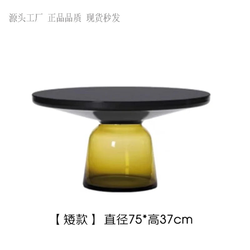 No-EN-Name-Null European Retro Multicolor Oval-Round Solid Glass Tea-Coffee Tables/ Size-50x53cm
