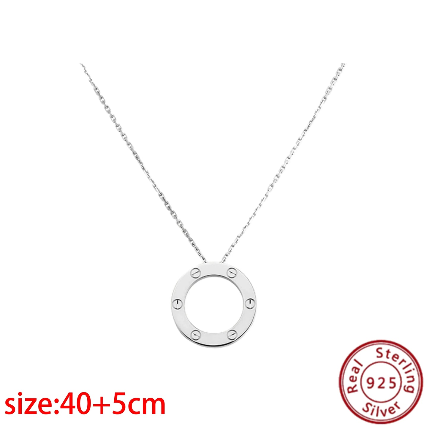 No-EN-Name-Null Adult Women Sterling Silver-Gold Plated Metal Zircon Clear White Diamond Stones Round O-Shaped Fine Imitation Chain Pendant Necklaces/Colors-Gold-Silver/Geometric/Clear/White/Rose Gold
