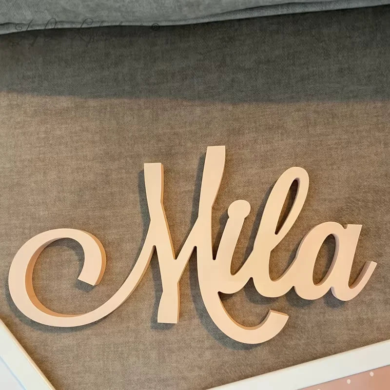 JING QIAN Babies-Kids All Ages Wood Letters Customized Large Name Decorative Plaques/Colors-Beige/Blue/White/Black