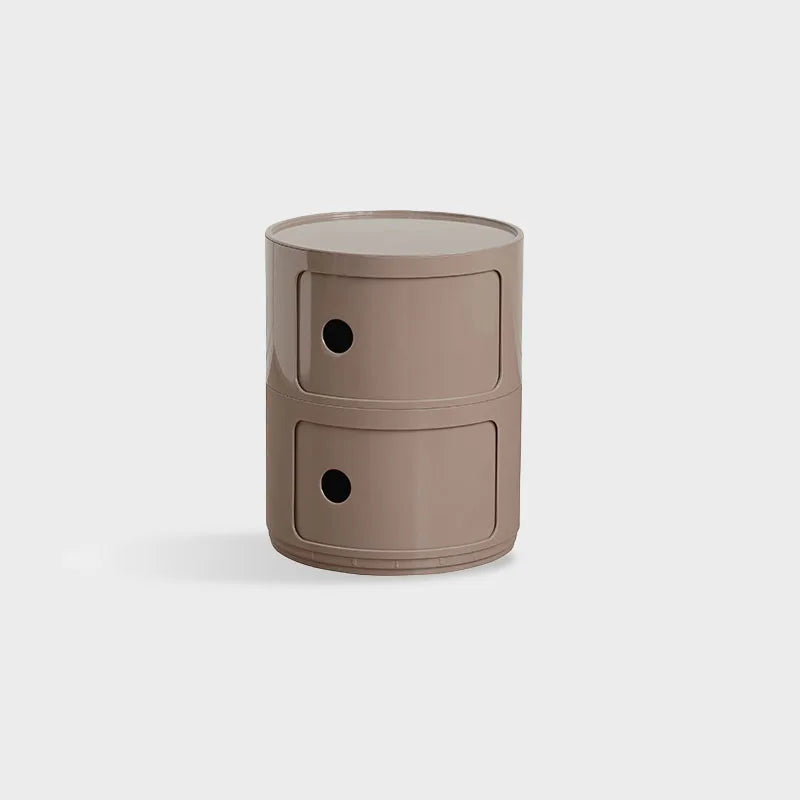 DECOPAI Modern Multicolor Waterproof Tall Plastic Round Shaped Small Narrow Three Sliding Drawers Nightstands /Multicolor