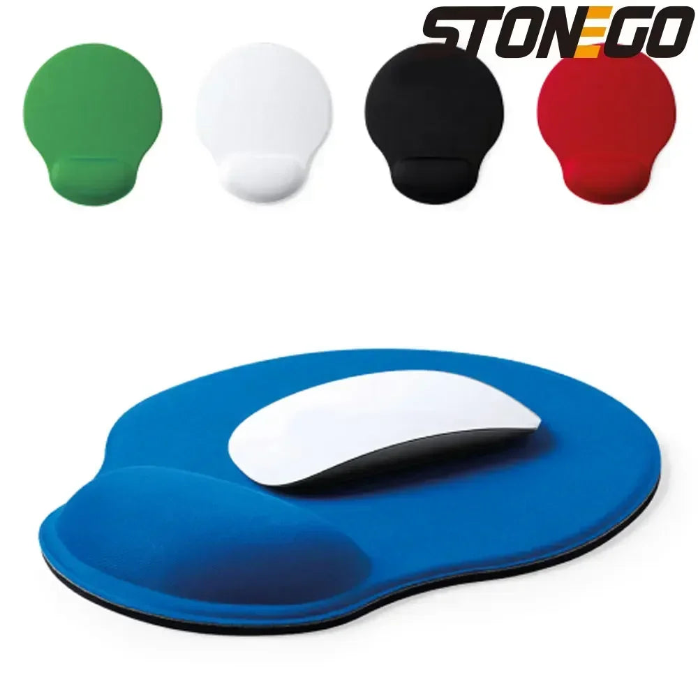 STONEGO Custom Free-Form Rectangle Shaped Gray Plastic-Neoprene Soft Foam Wrist Support Silicone Anti-Skid Bottom Mouse Pads/Colors-Gray/Black/Blue/Pink
