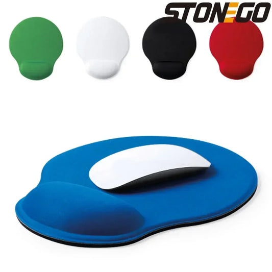 STONEGO Custom Free-Form Rectangle Gray Plastic-Neoprene Soft Foam Wrist Support Silicone Anti-Skid Bottom Mouse Pads/Colors-Gray/Black/Blue/Pink
