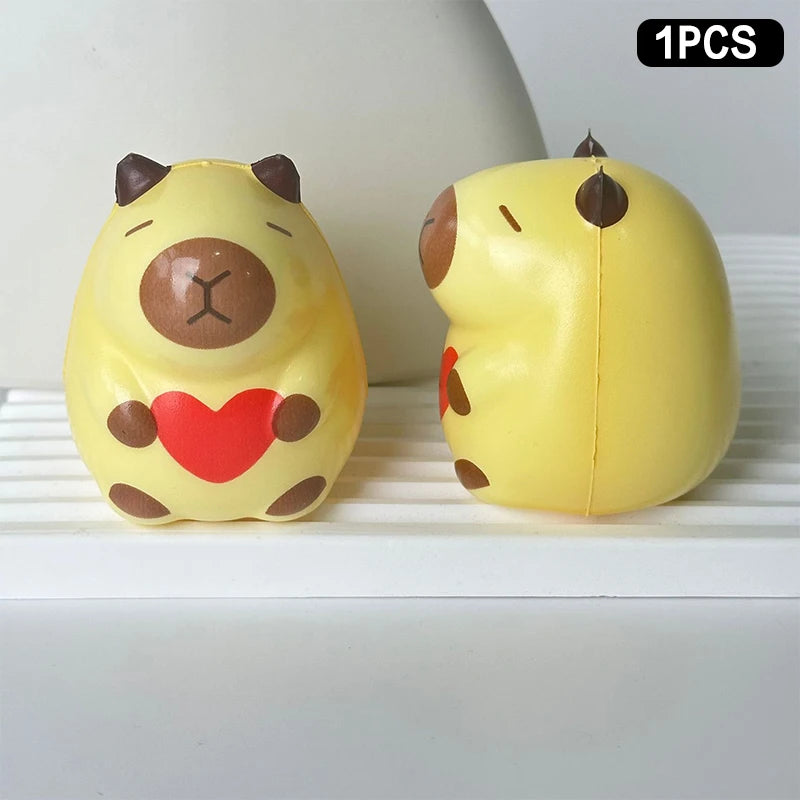 No-EN-Name-Null Adults Handheld Small Foam Synthetic Brown Plastic Cute Cartoon Capybara Mochi Animal Pinching Squishy Slow Rebound Anxiety-Stress Reliever Executive Toys/ Ages: 13-18 Years Old-Adults /Colors-Brown/Beige/Black/White/Yellow/Purple/Animals