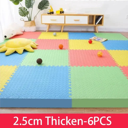 Tatame Babies 6 PCS Set Thick Strong Cuttable Elastic Split Interlocking Foam Joint Anti-Slip Bottom Playroom Floor Mats/Colors-Multicolor/Pink/Gray/White/Purple/Beige/Geometric