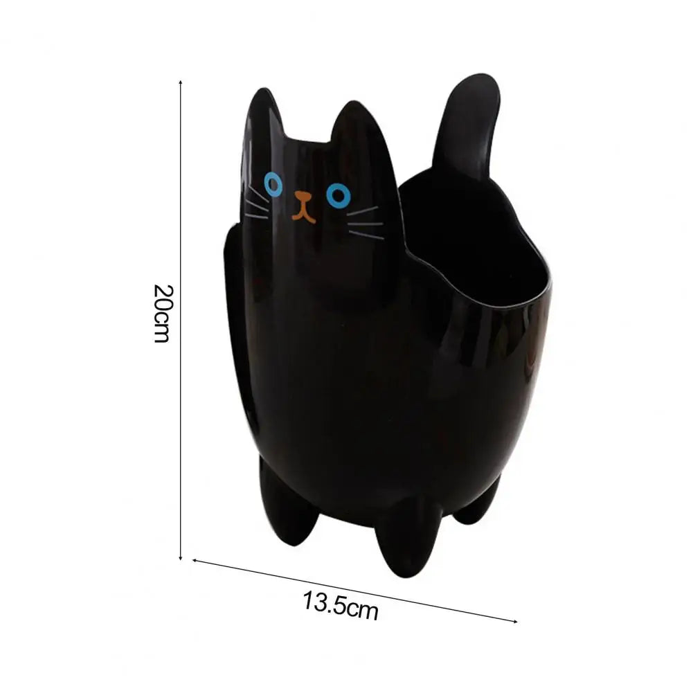 No-EN-Name-Null Large Thick Black Plastic Cute Cartoon Cat Face Custom Shape Desktop Trash Cans/No Cover/Colors- Animal/White/Black/Pink/Multicolor