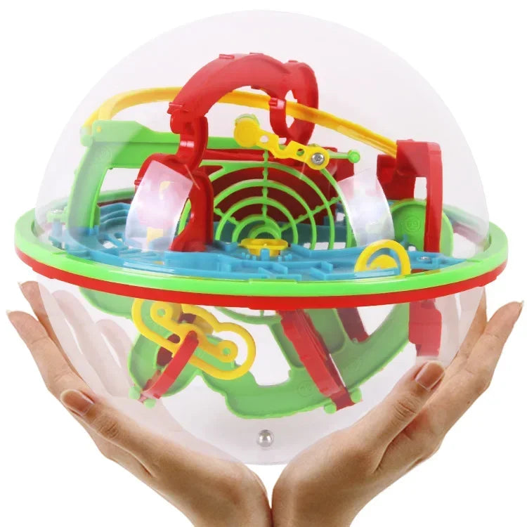 MOONBIFFY Kids-Adults Clear Round Red-Green-Yellow-Blue Plastic Structures Inside 3D Disentanglement 299 Steps IQ Maze Magnetic Mechanical Puzzle Balls/ Ages: 3-14 Years Old + Older/4 Styles /Colors-Red/Clear/Multicolor