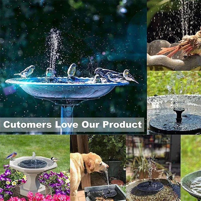 LETIITTGOO Outdoor-Indoor Garden Solar-Powered Floating Black-Multicolor Plastic Round Body Water Pump Waterfall-Fountains