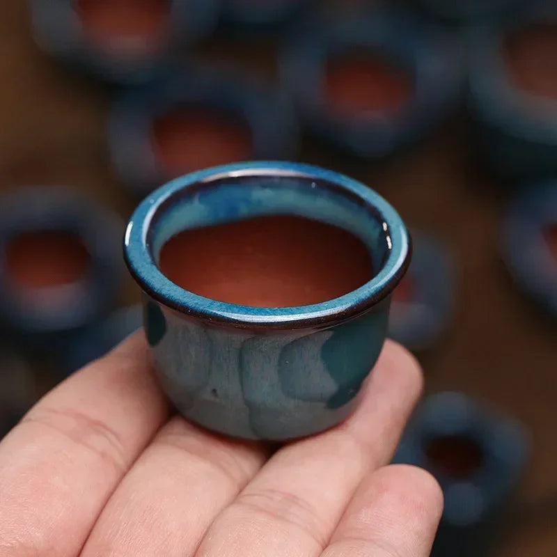 No-EN-Name-Null Indoor Mini Handmade Glazed Blue-Brown-Purple Ceramic-Purple Clay Succulent Multi-Shaped Thumb Flower Pots