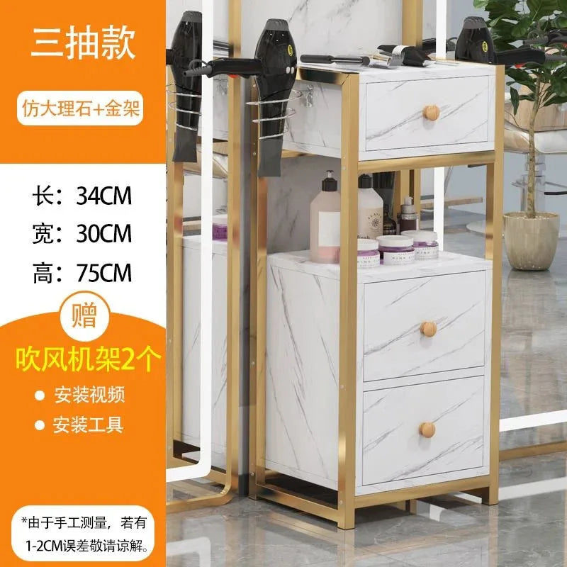 DUTRIEUX Modern White One-Storage Cabinet-Lockers Gold Iron Metal Frame Two Sliding Doors Four Black Plastic Wheel Trolley Carts/Colors-Gold/Brown/Black/White