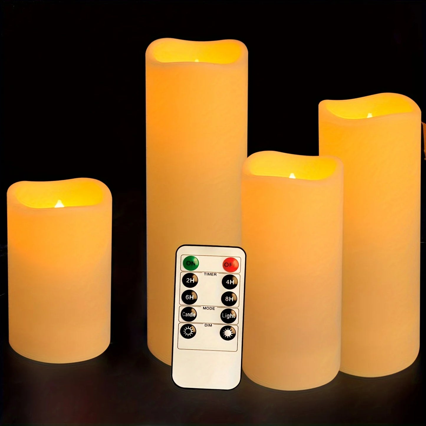 4-10 PCS Set LED Round Frosted Plastic Base Flameless Candles/Remote Included /2-4-6-8 Hour Timer/ 2 AA batteries (Not Included) /Colors-White/Yellow/Beige