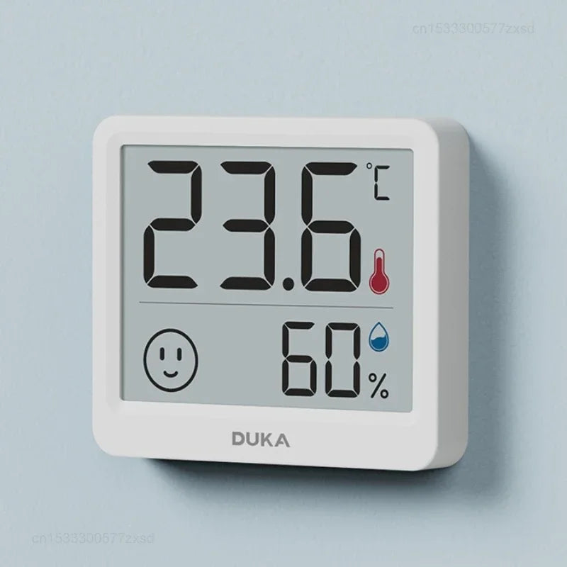 MIJIA DUKA Small Lightweight White Square Indoor LCD Electronic Temperature Humidity Thermometer Weather Built-In Sensor Standing-Wall Hanging Digital Hygrometer Clocks