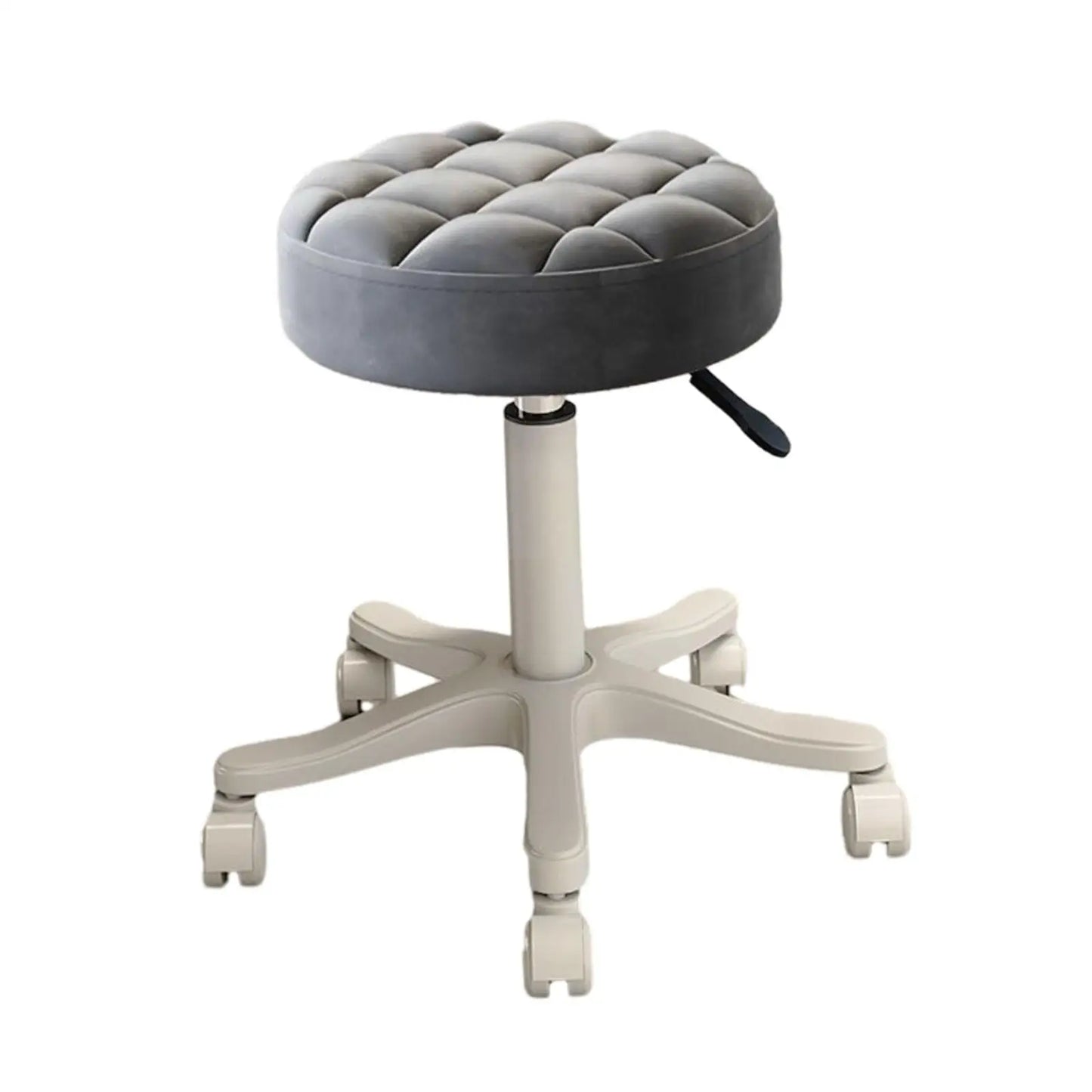 No-EN-Name-Null Commercial Grade Round Shaped Beige PU Leather Sponge Cushion Top Swivel Adjustable Height Metal Rolling 4-Wheels Adjustable Bar Stools/ Colors-Beige/White/Orange/Blue/Pink/Black