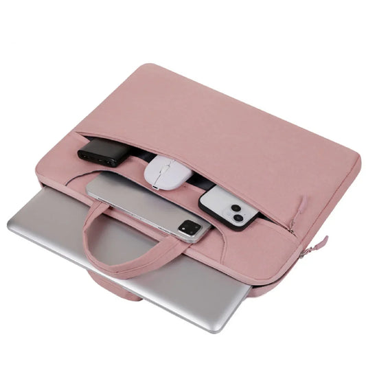 Men Briefcase Front Zipper Nylon Bags /Straps-Handle/ 15.6 inch Laptop/Multi-Pocket Design/Felt Lining/Laptop Compartment/Colors-Pink/Gray/Blue/Black