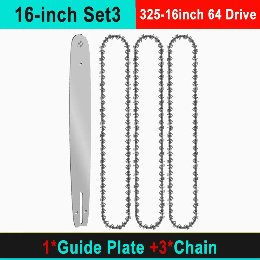No-EN-Name-Null Outdoor Professional Grade 16-inch Silver Guide Plate 64 Drive Links Gasoline-Powered Gray-Black Hardened Alloy Steel Chainsaws/Optional : 1 PCS-4 PCS Chains