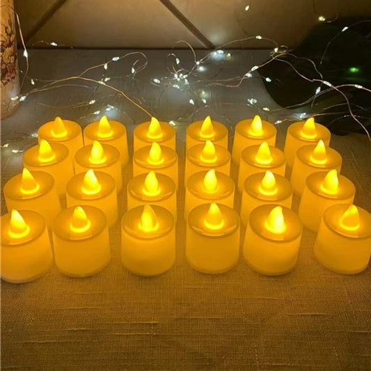 3-96 PCS Set Plastic LED Electronic Dropping Wax Small Round Tea Light Realistic Flickering Flameless Candles/Colors-White/Yellow
