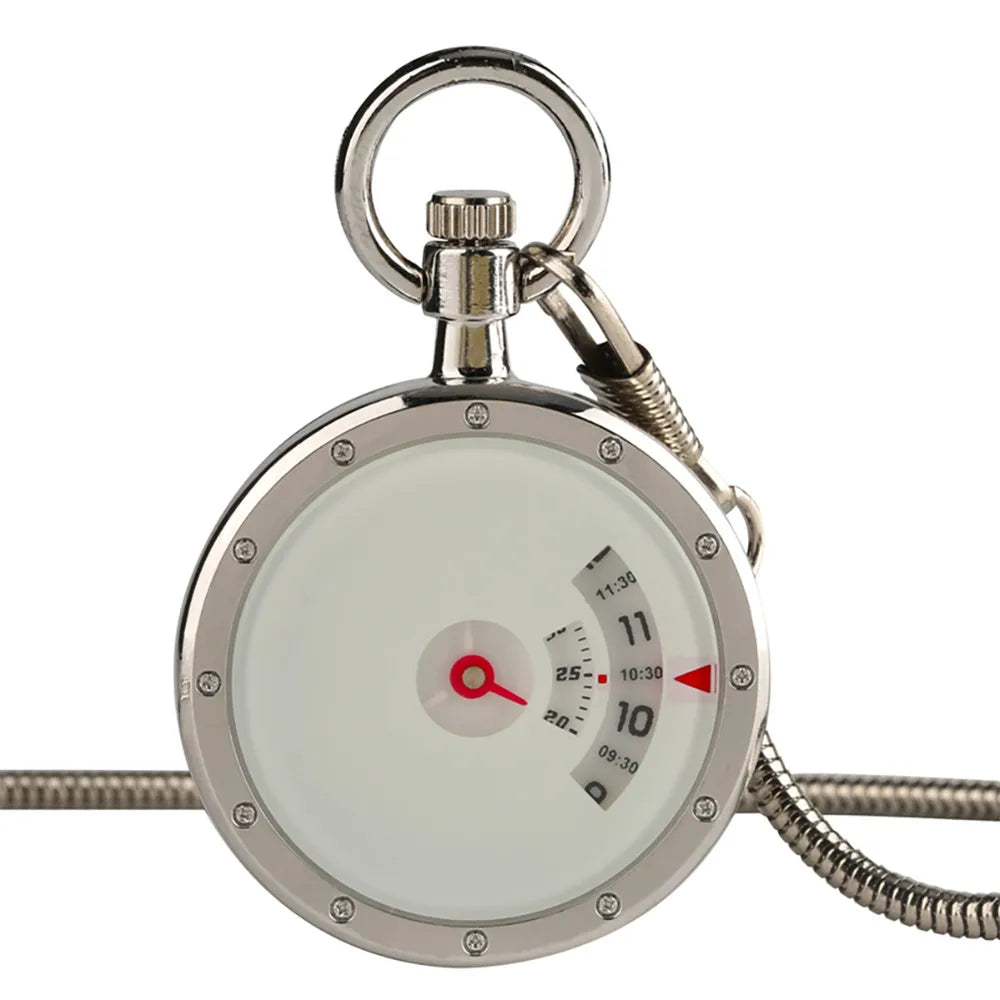 YISUYA Adults Quartz Analog Display Acrylic Face Black-Silver Stainless Steel Metal Round Shaped Case Turntable Blue Silver Casing Dial Metallic Snake Fob Chain-Pocket Watches/Multicolor Dials