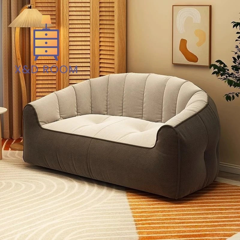 ZISIZ Modern White-Dark Gray Q-Bomb 3D Rebound Uniform Support Upholstered Padded Soft Fluffy Snow Velvet Fabric Removable Washable Lazy Lightweight Double Seats Side Pocket Bean Bag Chair Sofas/Colors-Gray/Beige/White/Striped/Yellow/Geometric