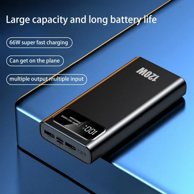 No-EN-Name-Null White Plastic Rectangle Digital Display Rechargeable Li-Polymer Battery-Powered LED Lights 120W Two-Way Quick Charge Power Banks /Micro USB-USB-A /Type C Battery Power Banks/Colors-Silver/Black/White