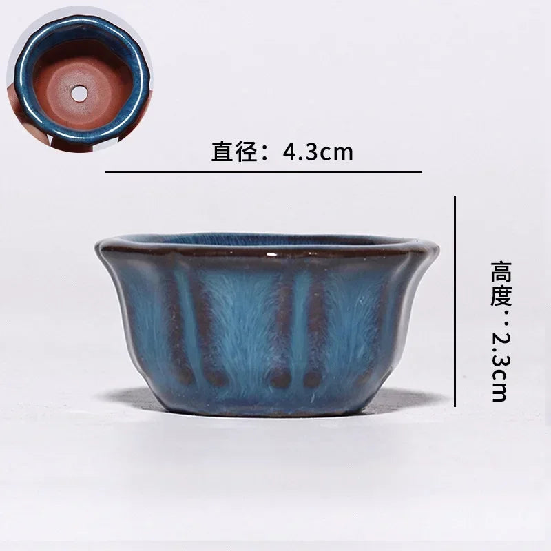 No-EN-Name-Null Indoor Mini Handmade Glazed Blue-Brown-Purple Ceramic-Purple Clay Succulent Multi-Shaped Thumb Flower Pots