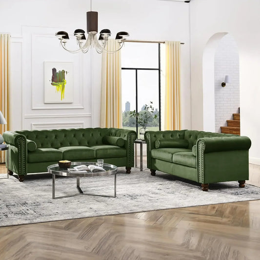 No-EN-Name-Null Modern Chesterfield Velvet Loveseat Sofas