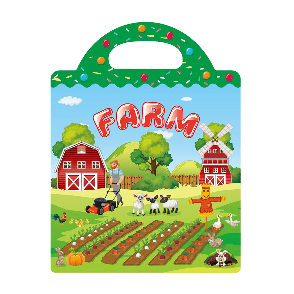 TAKARA TOMY Kids Plastic Early Educational Reusable Multicolor Cartoon Animal Scene Stickers Painting Hand-On Puzzle Books Stickers-Stickers Machine /Ages: 2-18 Years Old-Older