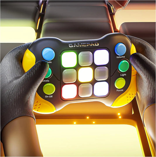 Plastic 999 Levels 7 Colors Addictive Hand-Eye Electronic Memory Fast Silicone Push Button Handheld Gamepad Consoles Interactive Fidget Toys/Ages: 3-18 Years Old Adults/Colors-Black/Yellow/White/Multicolor/Animal