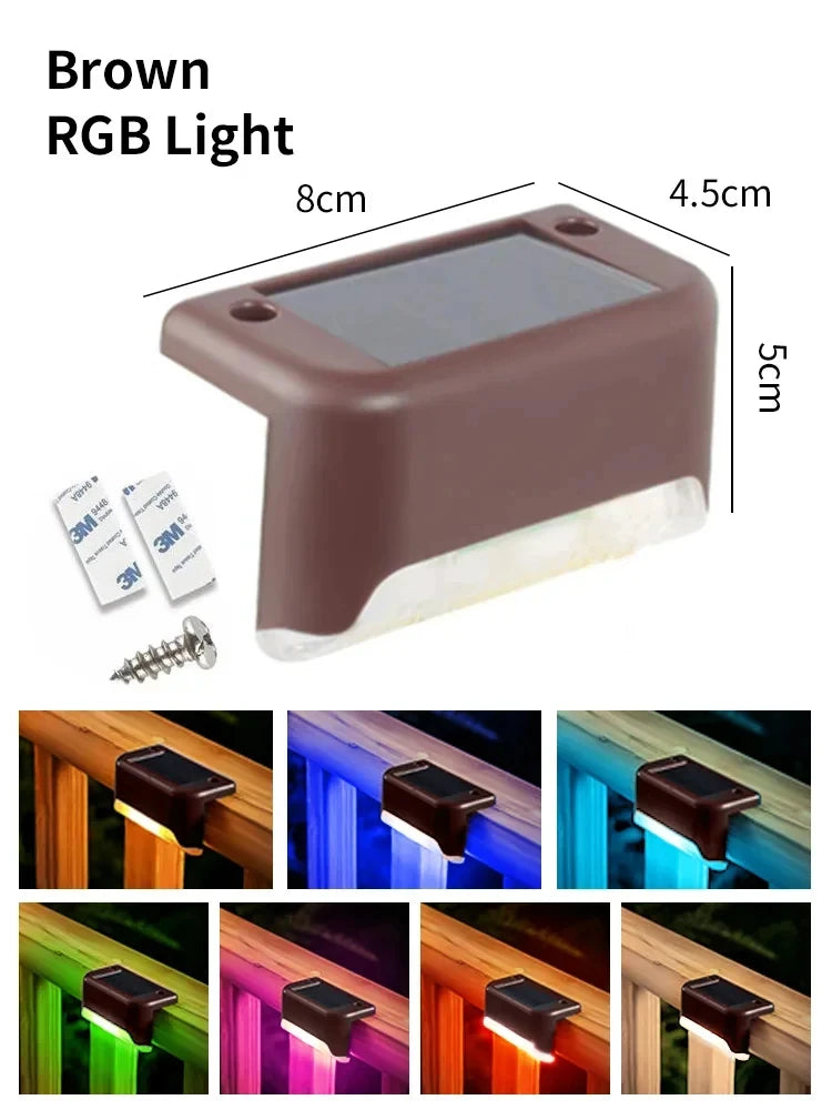 Modern intelligent Cool Light Control 1-2-4 PCS Waterproof IP44 Protection LED Solar Powered Deck Stairs Lights/ Colors-Black/Brown/Multicolor