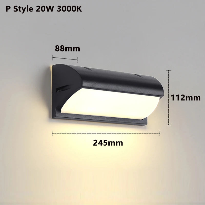 ZHENGDE LIGHTING Outdoor Waterproof Cool-Daylight White LED Lights Radar Intelligent Control Motion Sensor Black Plastic Rectangle Shaped Wedge Base AC-Powered Porch Wall Light Fixtures