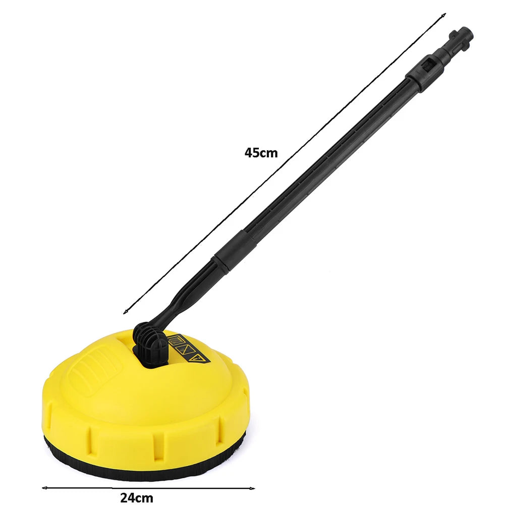 APWIKOGER Engineering Plastics Pressure Washer Telescopic Black Rod-Yellow Round Disc Designed For Flat-Vertical Surface Cleaning Pressure Washer Jet Cleaning Brush-Nozzles