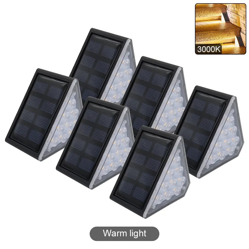 KLA-FCOB 2-6 PCS Waterproof Warm-Cool-Daylight White LED Outdoor Black-White Triangle Plastic Body Solar-Powered Built-In Light Sensor Step Landscape Pathway Light Sets/Colors-White/Black/Multicolor
