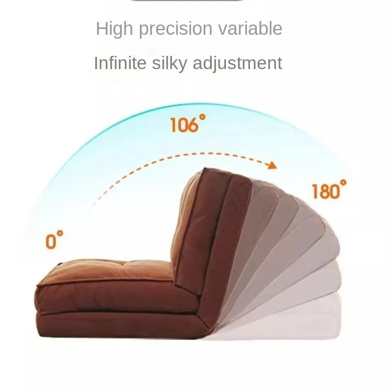 ZISIZ Indoor Modern Morocco Soft Plush Brown Velvet Corduroy Fabric L-Shaped Sponge Cushion Filling  Folding Lazy Futon Sofa Beds/Colors-White/Green/Beige /Orange/Brown/Striped/ Size: 90 x 63 x 63cm