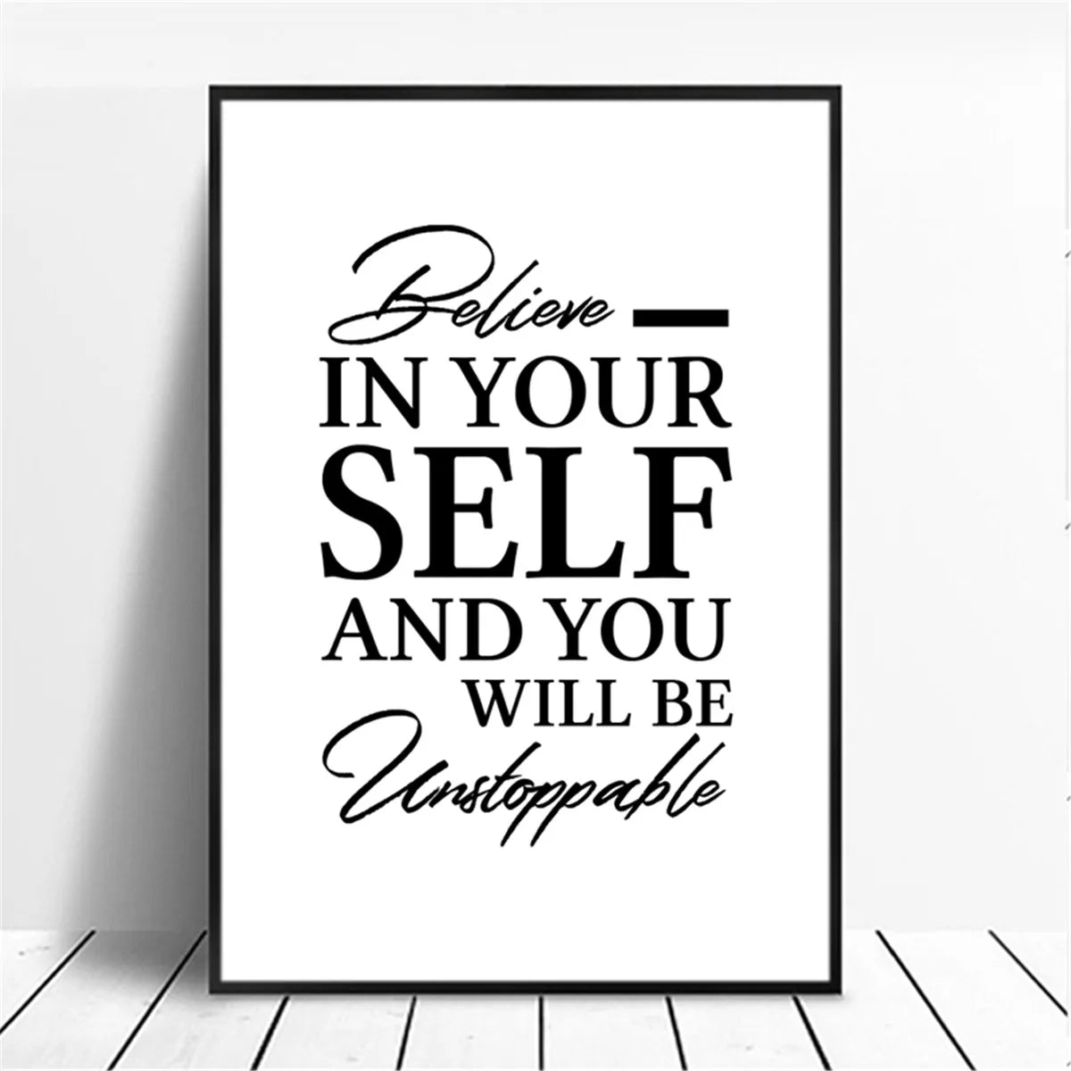 Unframed Canvas Rectangle Waterproof Ink Wall Black-White Quotes Minimalist Positive Words Prints