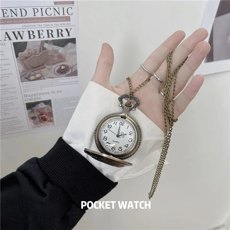 No-EN-Name-Null Adults Antique Quartz Analog-Digital Display Silver-Gold Fisherman Rod-N-Reel Catching A Gold Fish Embossed Text Fishing On Bottom Chain-Pocket Watches/Colors-Yellow/Brown/Orange/Gold/Black/White/Grey/Silver