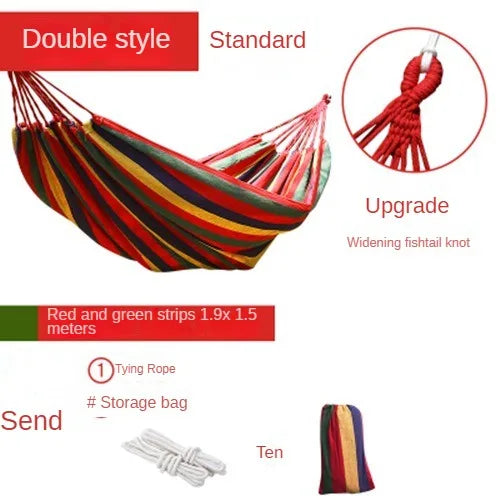 No-EN-Name-Null Outdoor-Indoor Canvas Fabric One Person Thicken Striped Hammocks /Colors-Coffee/Blue/Red/Load Bearing 200 Weight 650
