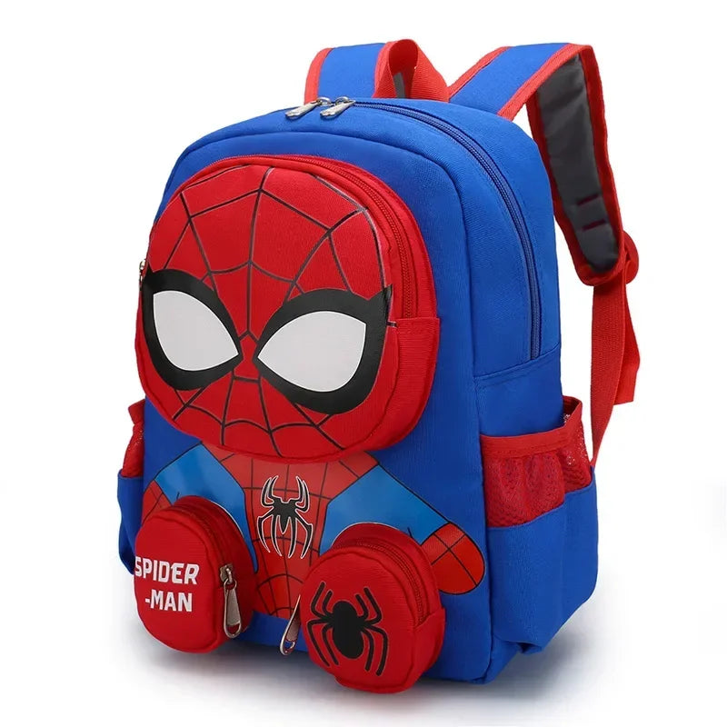 Disney's Kids Lightweight Cute Cartoon Anime Spiderman 3D Theme Multicolor Nylon Fabric Double Zippers Exterior Pockets Adjustable Shoulder Straps-Handle School Backpacks/Laptop Compartment/Colors-Red/Blue/Multicolor/Animal