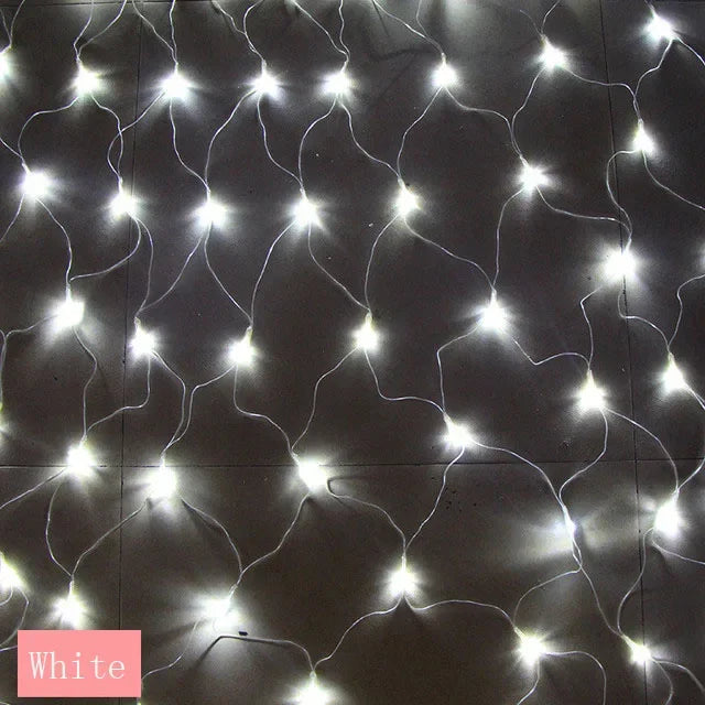 Outdoor-Indoor Plastic Body Solar-Powered Remote Control Dimmable Waterproof Multicolor Holiday LED Net Mesh Warm White Light Ropes-Garland String Lights/Colors-Multicolor/White/Blue