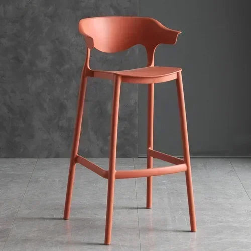 Nordic Modern Minimalist Stackable Solid Reinforced PP Plastic Low Back Hard Bar Chairs/Colors-Green/Orange/Gray/Yellow/Black/Blue/Brown