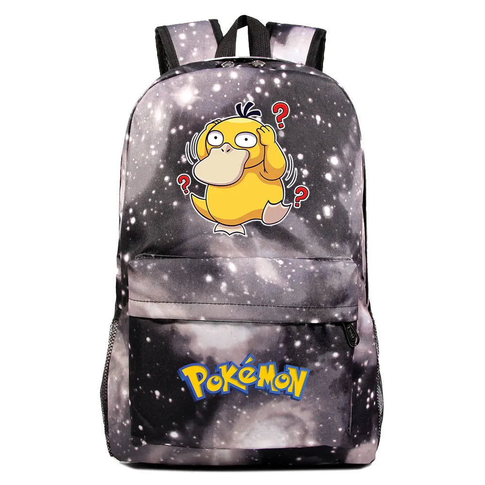 MINISO Kids Softback Waterproof Oxford Fabric Cartoon Anime Pokemon Design Adjustable Shoulder Straps-One Handle 15 Inch Laptop Single Compartment School Backpacks/Colors-Blue/Pink/Black/Multicolor