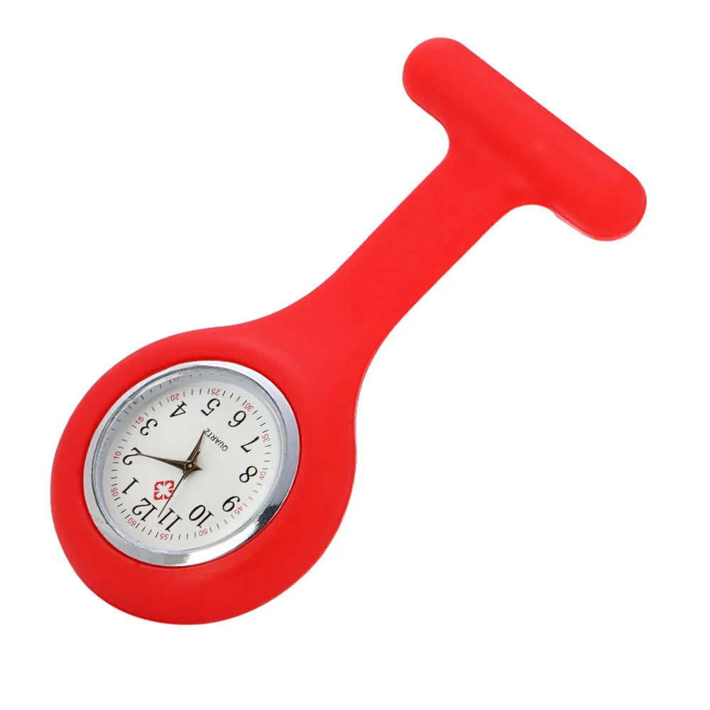 No-EN-Name-Null Adults Waterproof Quartz Small Acrylic Face Round Analog Display Yellow Silicone-Rubber Cover Metal Case Locked Pin Pocket Watches/Colors-Red/White/Yellow/Light Blue/Orange/Pink/Purple/Black/Blue/Light Green/Batteries Included