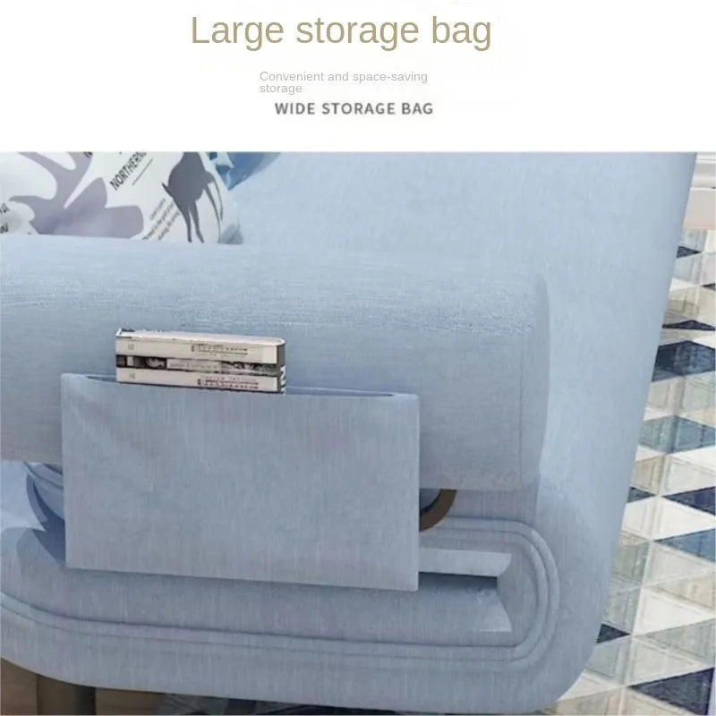 ZISIZ Modern Medium Soft Firm L-Shaped Back Folding Support Soft Touch Blue Flannel Hemp Fabric Armrests Sponge Cushions One Large Side Storage Bag Hidden Zipper Corner Sofa Beds Couches /Colors-Brown/Gray/Khaki/Blue/Green