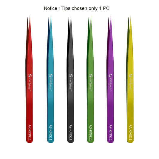 MECHANIC Grade Silver Stainless Steel Precision Forceps High Tenacity Motherboard Micro Repair Multicolor AZ-KING Tweezers 11-15 Needle Nose Pliers/Colors-Red/Silver/Purple/Multicolor