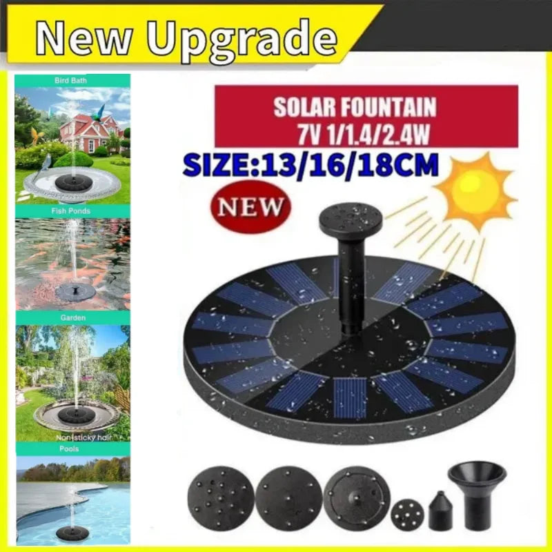 LETIITTGOO Outdoor-Indoor Garden Solar-Powered Floating Black-Multicolor Plastic Round Body Water Pump Waterfall-Fountains