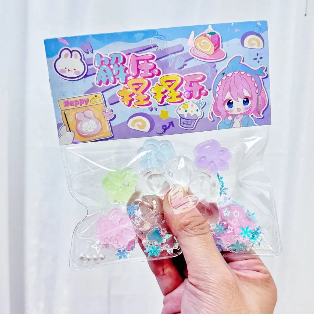 CHUTAI Teens-Adults Soft Non-Toxic Silicone Glow-In-The-Dark Clear Transparent Cartoon Anime Cat Paws Animal Squeeze Activity Toys /Ages: 13-18 Years Old Adults/ Colors-Clear/White/Green