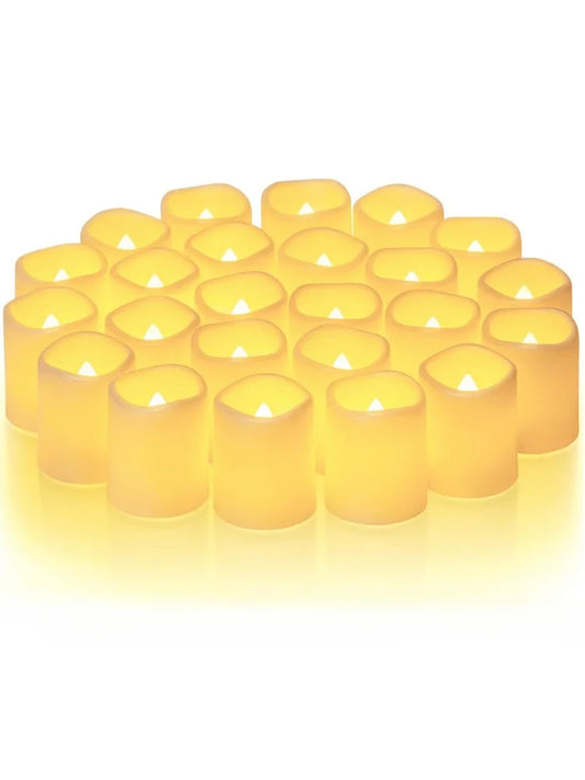 Flameless Flickering Plastic LED Electronic Small Tealight Candles/ 2-AC10 Battery Included/On-Off Switch/Colors-White/Yellow
