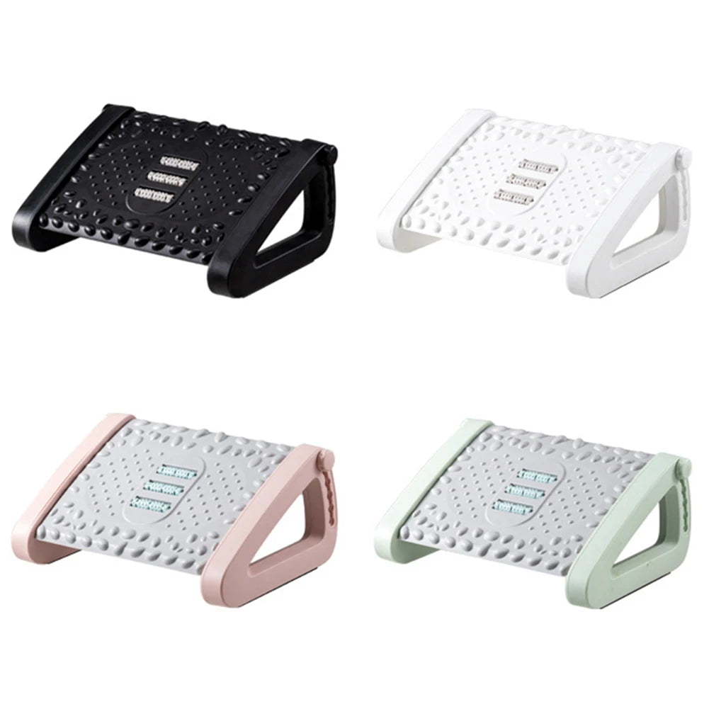 VAKIND Modern Under Desk Rectangle Shaped White Plastic Adjustable Ergonomic Non-Slip Footrest Rollers Massagers/Colors-White/Black/Gray/Assembly Required